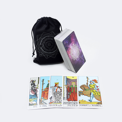 Hersteller bedrucktes Mazo de Tarot Para Principiantes, individuelles Drucken mit elegantem Samtwickel-Tarotdeck