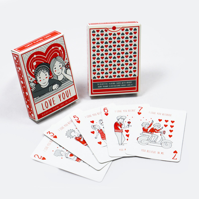 Hohe Haltbarkeit Maßgeschneiderte Spielkarten Paar Liebe Pokerkarten 4 Pantone Farben gedruckt