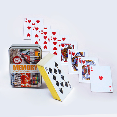 Custom Logo Druck Spielkarten Langlebige klassische Freizeit-Show-Karten mit Zinnbox
