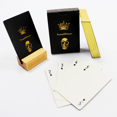 CMYK 100g benutzerdefinierte schwarze Papierkarten mit goldener Kante und Papierkarton mit Folie