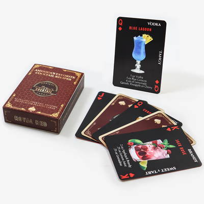 63x88mm benutzerdefinierte Rotgold-Kante Spielkarten Schwarzer Kern Papier mit Texturdruck
