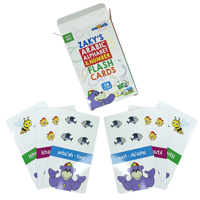 Anpassungsgeschneiderte Kinderbuchstaben und Zahlen Flash-Lernkarte mit individuellem Logo