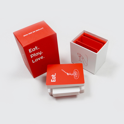 Erwachsene Paar Intimität Kartenspiele Design Paar Sinnvolle lustige Frage Spiele Karten Rot eingerahmt Box mit Deckel Custom Print