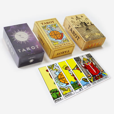Custom Design Druckbare Tarotkarten mit 310gm Schwarz-Kernpapier und Handbuch enthalten